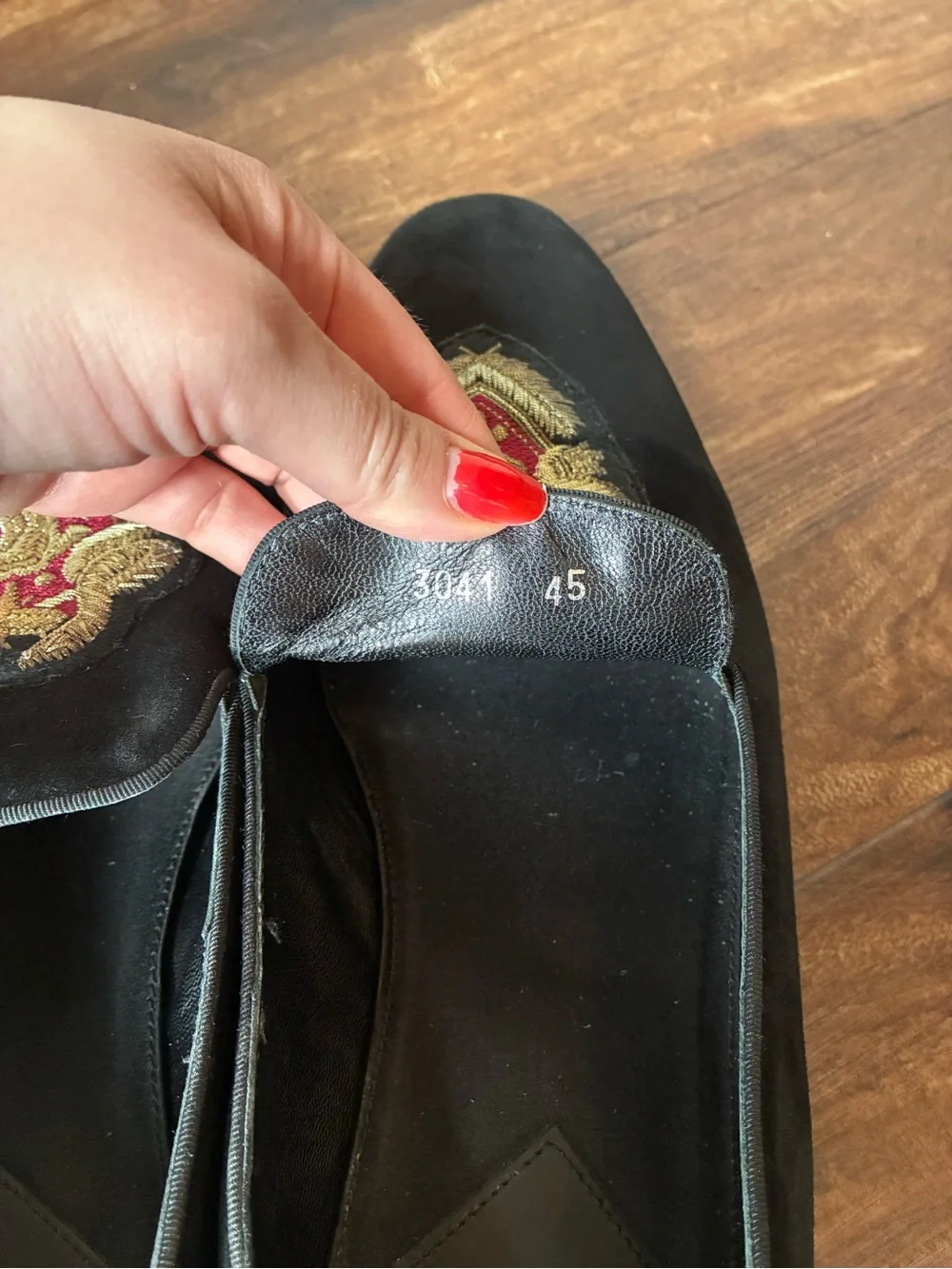Roberto Cavalli Black Suede Embroidered Crest Smoking Slipper Loafers Size:EU 45